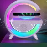 Google Wireless Bluetooth Speaker Multicolor Changing LED Light B1 with Google Assistant Smart Speaker, FM Radio, Wireless Charger for Bedroom, Living Room, Gaming Room