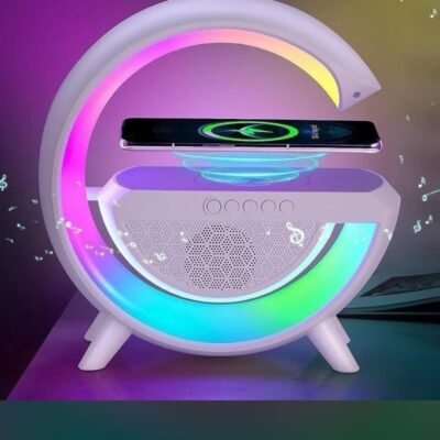 Google Lamp | Bluetooth Speaker | Table Lamp | Wireless Charger for Mobiles | Lamp with FM Radio | RGB Light | for Bedroom, Office, Restaurant, Birthday Gift | Corporate Gifting
