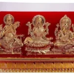 Gold Plated Laxmi Ganesh Saraswati Idol In Acrylic Box | For Car Dashboard Decorative Showpiece - 12 cm  (Aluminium, Multicolor)