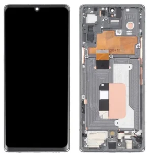 OLED Display for LG Velvet - Black (display glass combo folder) With Frame- By Bazzarking.com