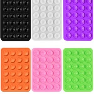 Suction Stickers With 24 Cups, Double Sided Silicone for Strong Grip Mobile Holder - 5 pcs - By Bazzarking.com