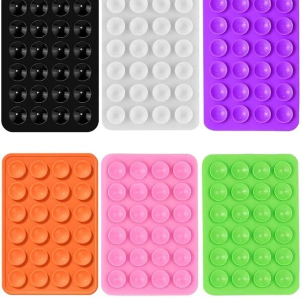 Suction Stickers With 24 Cups, Double Sided Silicone for Strong Grip Mobile Holder - 5 pcs